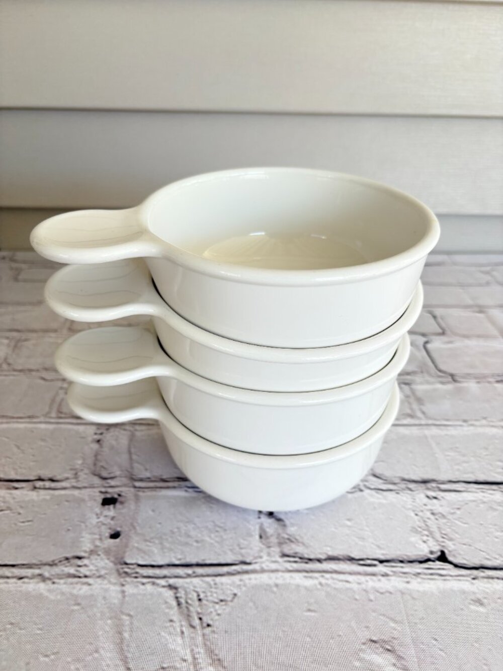 Set of 4 Vintage CorningWare Grab-It Bowls White 15 oz Individual Casserole